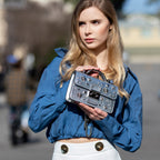 The Hollywood Studded Leather Crossbody Bag in Silver