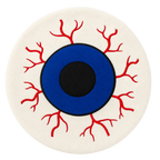 Eyeball Beret, cream white wool with a giant embroidered blue eyeball