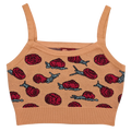 Snails Just Wanna Have Fun Crop Top, tan with red snail print