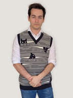 Striped Catastrophe Sweater Vest, black and off-white stripes (view 3)