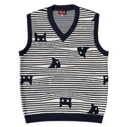 Striped Catastrophe Sweater Vest, black and off-white stripes