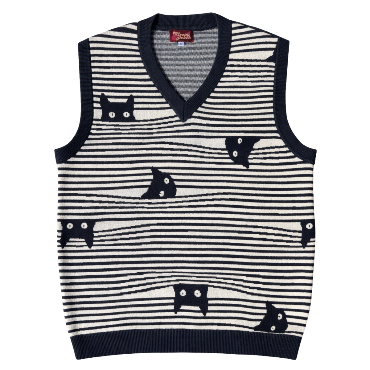 Striped Catastrophe Sweater Vest, black and off-white stripes
