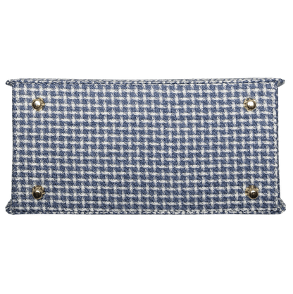 Top Handle Eco Wool Fabric Handbag Blue