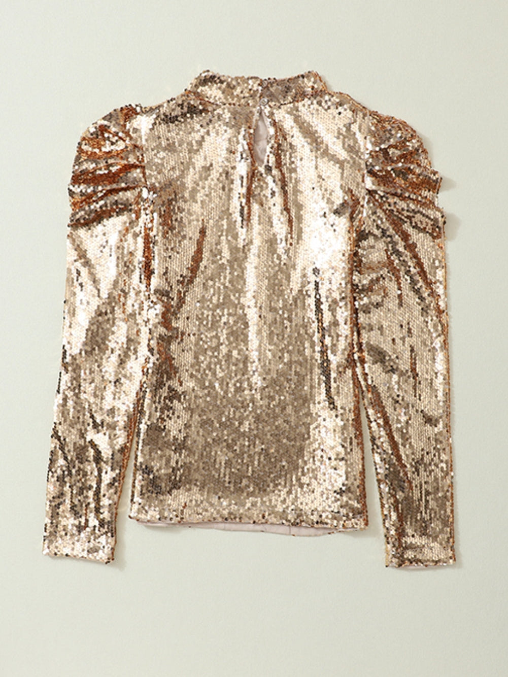 Mali Mock Neck Sequin Top in Apricot or Gray