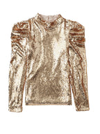 Mali Mock Neck Sequin Top | Apricot or Gray