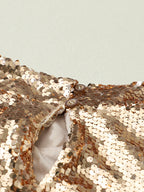 Mali Mock Neck Sequin Top in Apricot or Gray