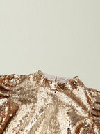 Mali Mock Neck Sequin Top in Apricot or Gray