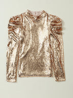 Mali Mock Neck Sequin Top in Apricot or Gray