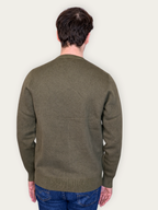 Tuxedo Cat Sweater, olive green with tuxedo cat graphic (view 6)