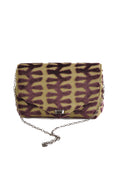 Totem green and brown cut velvet envelope clutch with silver chain by Pinup Girl Clothing