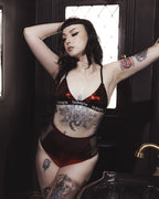Metallic red Avoid Bralette, adjustable strap detail