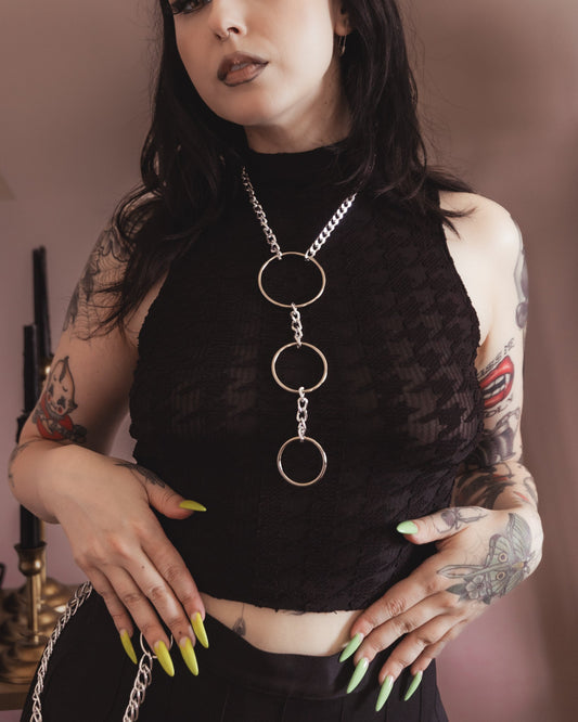 Midnight Bond silver O-ring choker necklace by The Pretty Cult