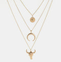 Alloy Three Layered Bullhead Pendant Necklace