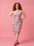 Serena Wiggle Dress in Tropical Hibiscus Pink