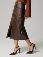 Lily Slit Midi Skirt with Pockets | Dark Brown or Black