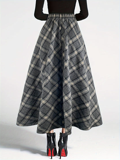 Vintage Plaid Flannel Midi Swing Skirt | 2 Colors | Poundton