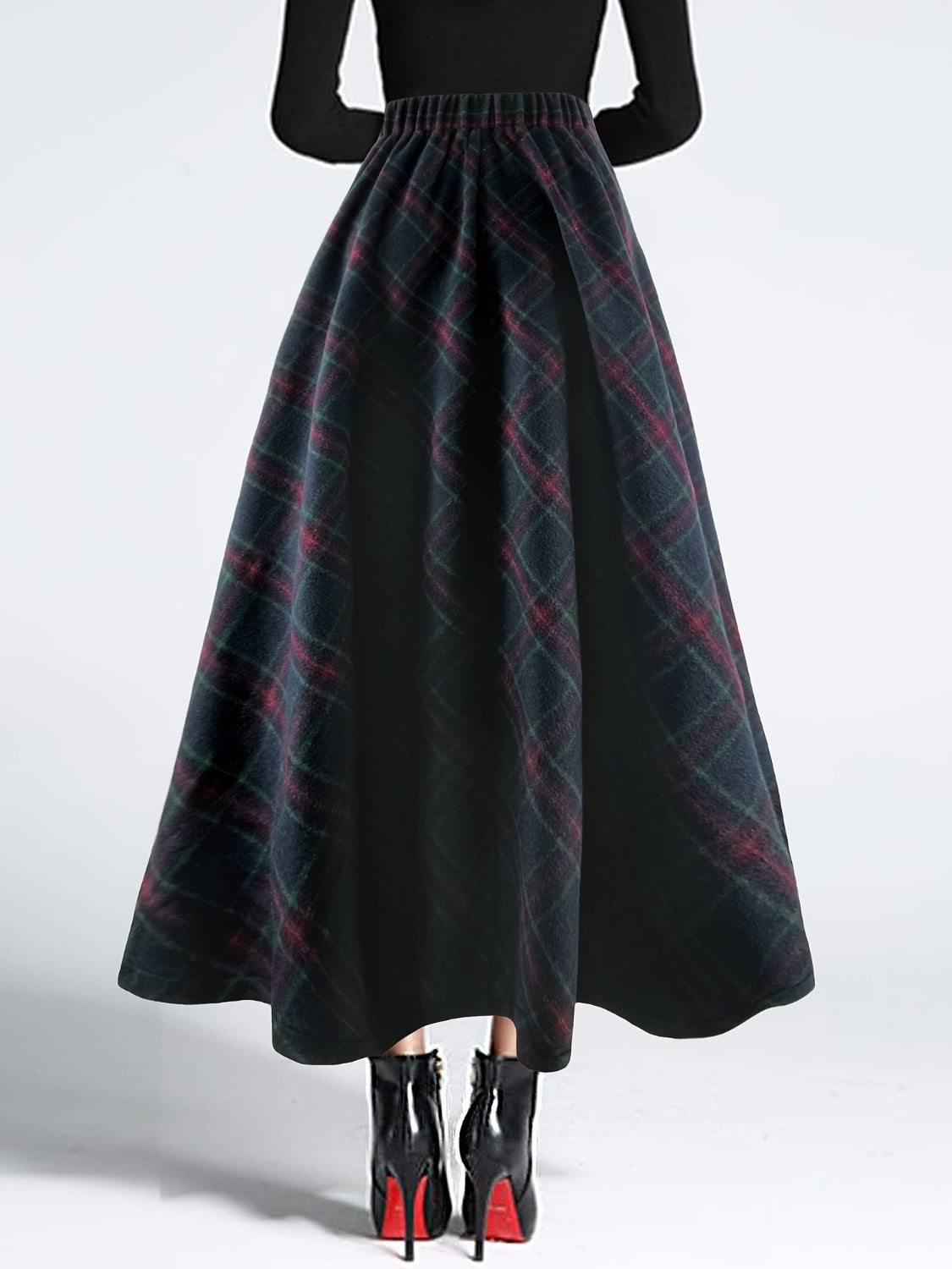 Vintage Plaid Flannel Midi Swing Skirt | 2 Colors | Poundton