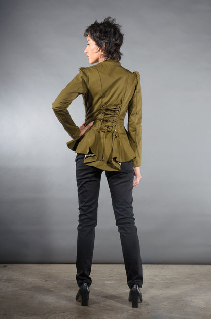 Morgana Jacket in Olive Twill | Laura Byrnes Design