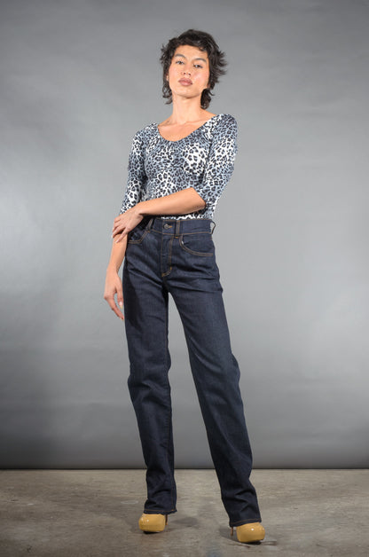 Kayla Top in Grey Leopard Crepe | Deadly Dames