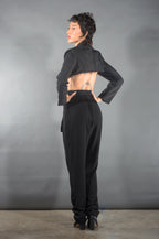 Olivia Vintage 90's Style Tapered Pants in Black Stretch Crepe | Traci Lords