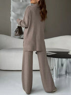 Gabriella Slit Mock Neck Top and Pants Sweater Set | 4 Colors