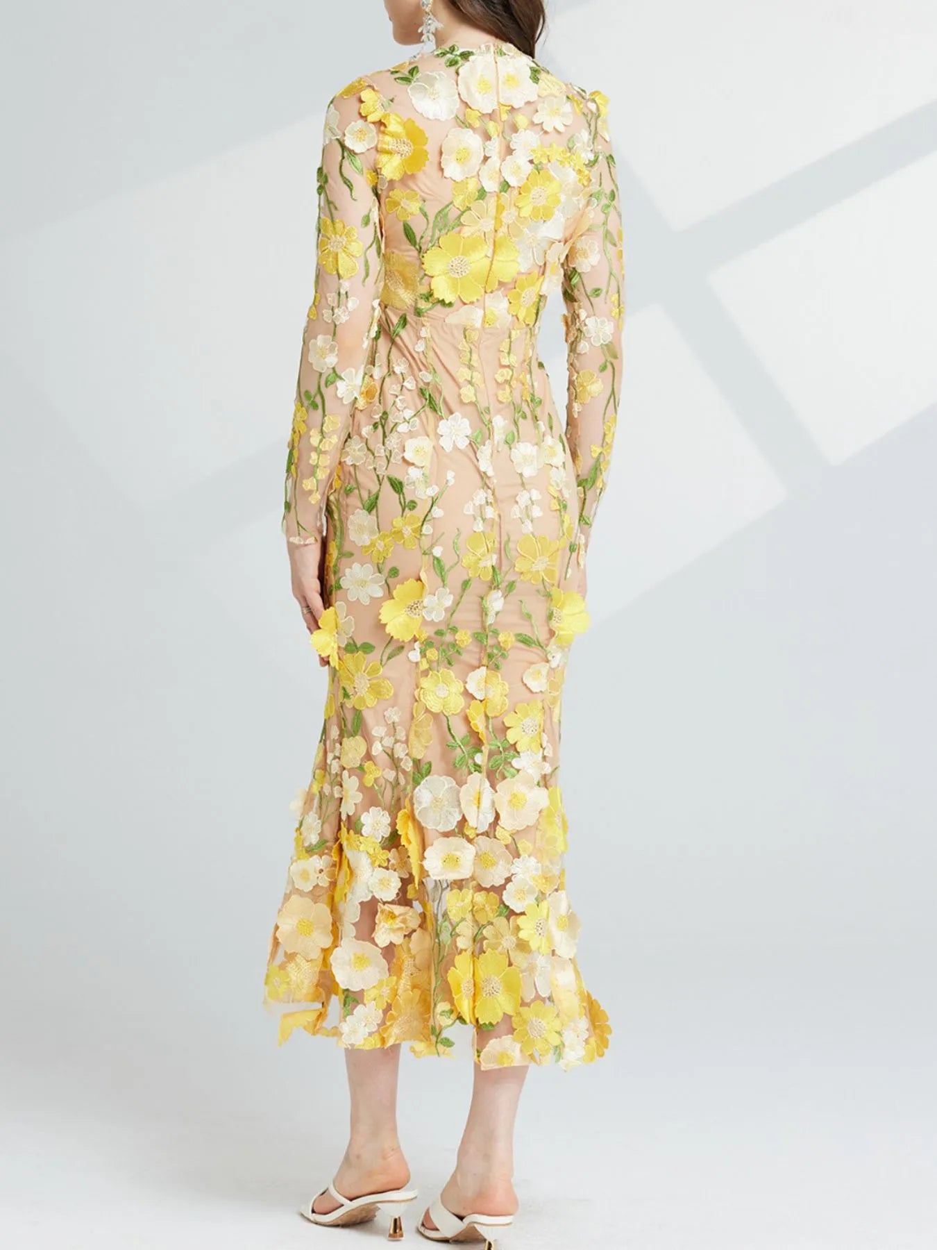 The Enchanted Flower embroidered mesh maxi dress by Pinup Girl Clothing, sizes XS to 4X.