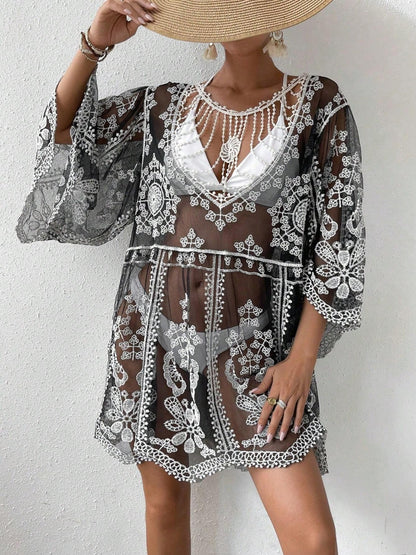 Lace Round Neck Cover-Up