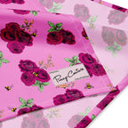 Pink Bee Floral bandana fabric and print detail, by Pinup Girl Clothing