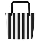 Black & White Mark Stripe Large Tote Bag