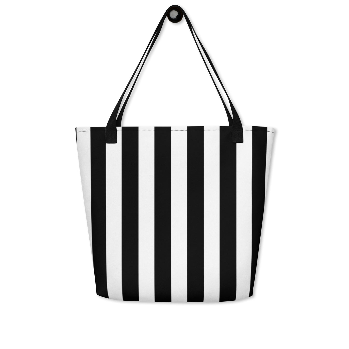 Black & White Mark Stripe Large Tote Bag | Pinup Couture