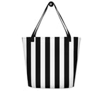 Black & White Mark Stripe Large Tote Bag