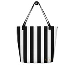 Black & White Mark Stripe Large Tote Bag