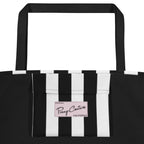 Black & White Mark Stripe Large Tote Bag