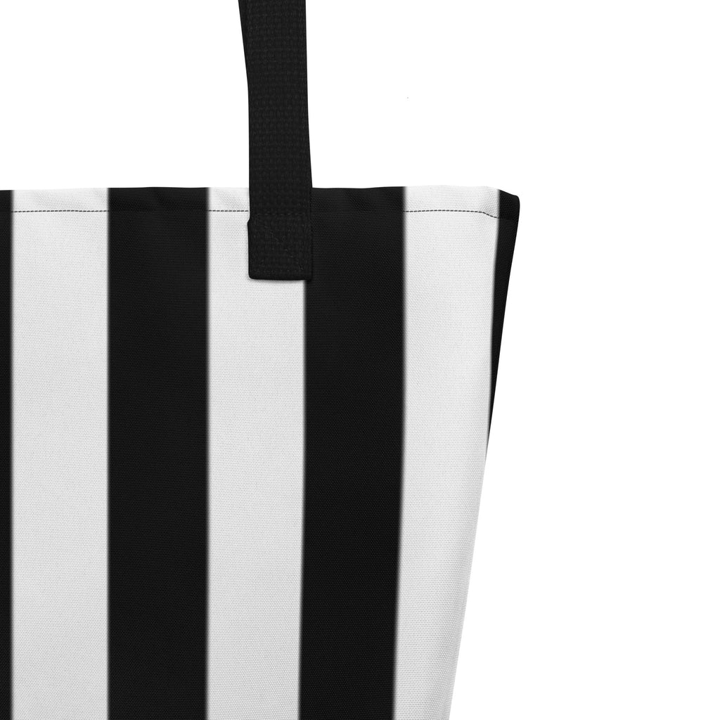 Black & White Mark Stripe Large Tote Bag