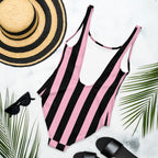 Rory Cotton Candy & Black Mark Stripe One-Piece Swimsuit