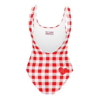 Rory Ruby Red Vintage Gingham One-Piece Swimsuit | Pinup Couture Swim