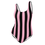 Rory Cotton Candy & Black Mark Stripe One-Piece Swimsuit