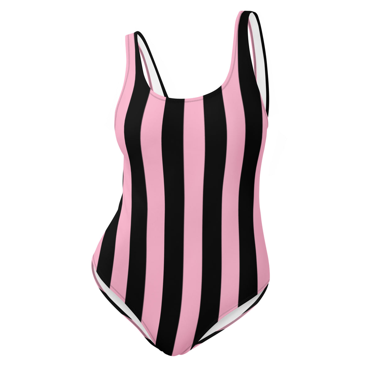 Rory Cotton Candy & Black Mark Stripe One-Piece Swimsuit