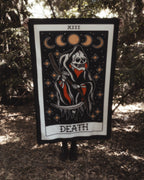 American Traditional Death tarot wall tapestry in tattoo flash style