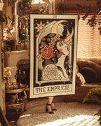 American Traditional Empress tarot wall tapestry in tattoo flash style