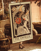 American Traditional Empress tarot wall tapestry in tattoo flash style