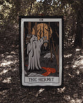 American Traditional Hermit tarot wall tapestry in tattoo flash style