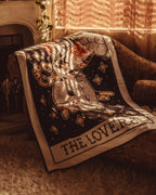 American Traditional Lovers tarot wall tapestry in tattoo flash style