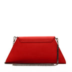 Angelica red leather clutch with a diagonal flap, another view, by Pinup Girl Clothing