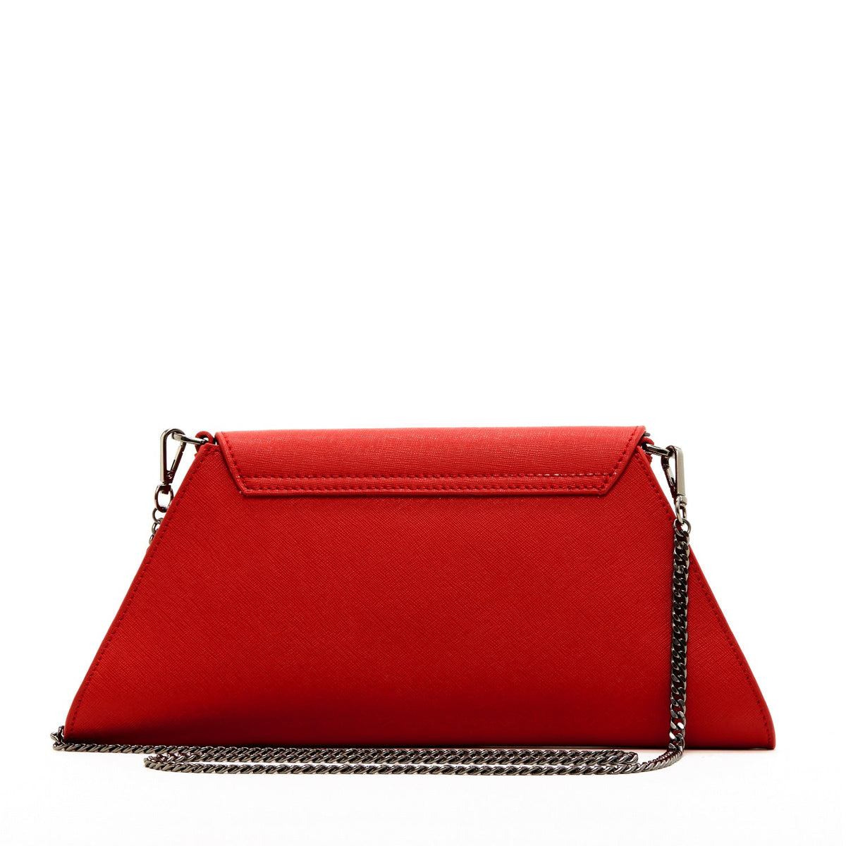 Angelica red leather clutch with a diagonal flap, another view, by Pinup Girl Clothing