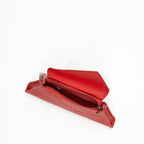 Angelica red leather clutch with a diagonal flap, another view, by Pinup Girl Clothing