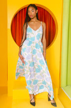 Amalie Daytime Maxi Gown in Pink Hydrangea Crepe