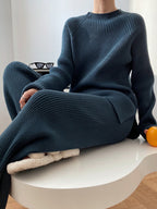 Sofia Mock Neck Raglan Sleeve Top and Pants Sweater Set | 4 Colors
