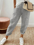 Frankie Striped Trousers in Light Gray by Pinup Girl Clothing