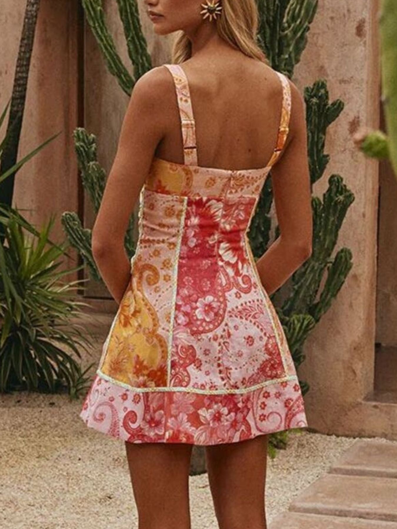 Mariposa Paisley Lace-Up Mini Dress